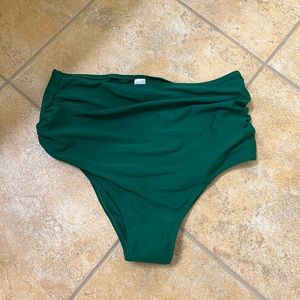 High waisted swim bottoms, dark green